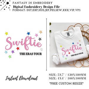 Swiftie Taylor Eras Tour Tendry Clothing Machine Embroidery File Design, custom embroidery design, cute pes Instant Digital Download