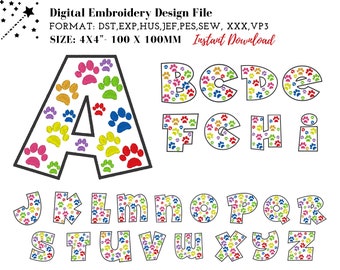 Patrol Font machine embroidery design. Adorable File Design Fun Kids Embroidery, Designs for Instant Download 4x4 hoop. dog embroidery