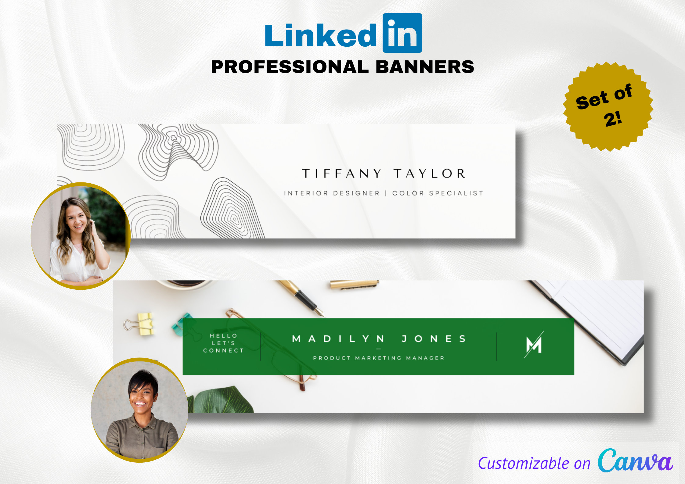 Set of 2 - Linkedin Professional Banner Templates, Linkedin Branding ...