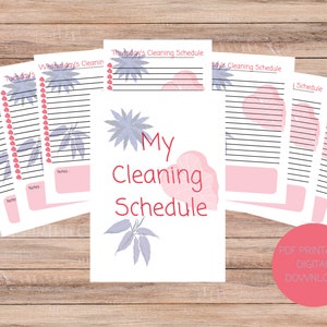 Printable PDF Cleaning Schedule Template - Etsy