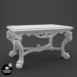 Antieke Franse tafel 1:12 Dollhouse miniatuur 3D print STL-bestand 3D-model