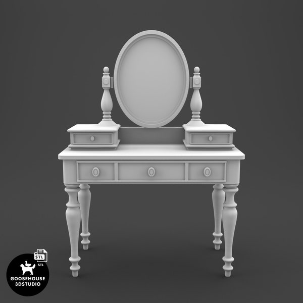 Antique Dressing Table 1:12 Dollhouse Miniature 3D Print STL file 3D Model