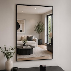 Aluminium Large Rectangular Modern Wall Mirror 120cm x 80cm Landscape or Portrait Black Silver
