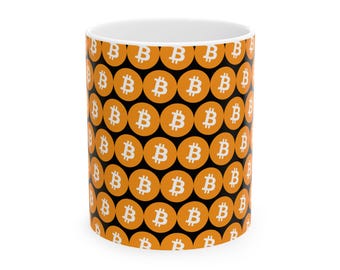 Bitcoin Mug: Durable Ceramic Coffee Cup, Crypto Lover Gift.