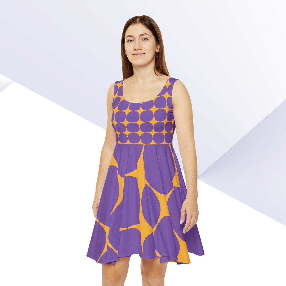 Fit and Flare Dress: Purple Geometric Print, Usa-made, Flowy Sundress ...