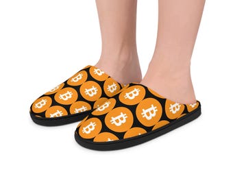 Bitcoin Slippers: Cozy Flannel Fleece Crypto Investor Gift.
