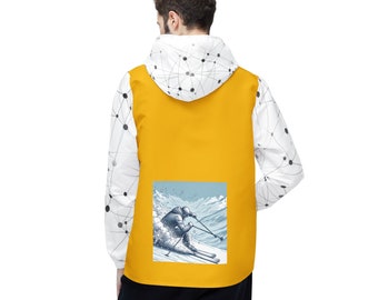 Vintage Ski Windbreaker: Retro Yellow & White Unisex Jacket for Outdoors Activities