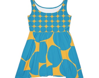 Geometric Print Skater Dress: Flowy Beach & Travel Outfit, Lightweight Wardrobe