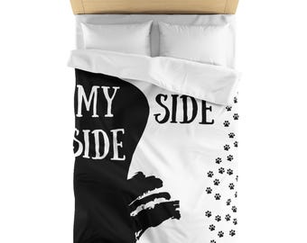 Funny 'Dog Side, My Side' Microfiber Duvet Cover, Pet Lover Gift