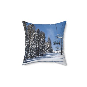 Decorative Pillow for Skiers | Ski Lodge Accent Pillow | Winter Vibes Home Decor | Skiing Inspired Throw Pillowcase