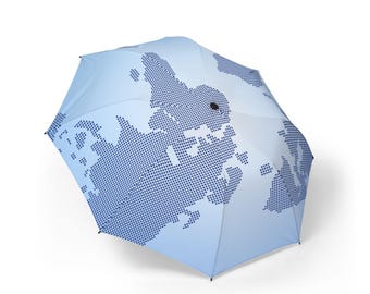 World Map Print Umbrella: Semi-Automatic, Foldable Travel Accessory, Compact Everyday Must-Have.