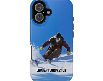 Skiing iPhone 16 Case: Magnetic Skier Print, Dual Layer Protection