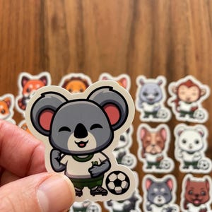 Soccer Animal Stickers | Cute Animal Athlete Glossy Sticker Set | Glossy Stickers for Kids, Coaches, Sports Fans, Water Bottles & Journals