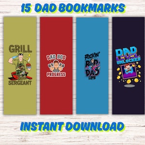 Dad Bookmarks Bundle, Printable Father’s Day Gift, PNG + PDF, Funny & Heartfelt Bookmark Set for Dad, Digital Download