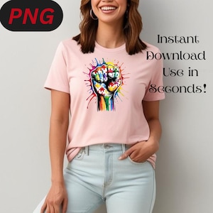 Autism Awareness Fist PNG: Rainbow Puzzle Hand Clipart (Digital Download)