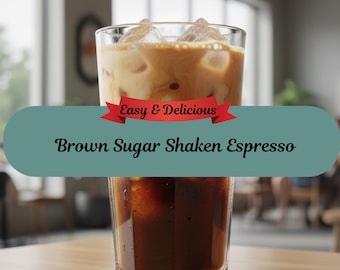 Bestes Rezept für braunen Zucker geschüttelten Espresso, Eiskaffee zum Ausdrucken, Cozy Café Rezeptkarte, Kaffeebar Dekor, Herbstgetränk Digitaler Download