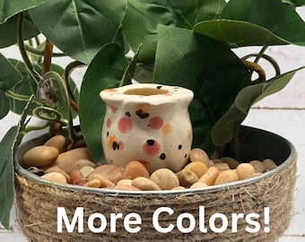 Estaca de riego para plantas de cerámica con forma de flor vintage, hecha a mano, para decoración de jardín con autorriego, regalo de cerámica floral retro