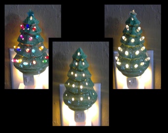 Vintage/Nostalgic Ceramic Christmas Tree Night Light (Stars on Back)