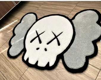 Kaws tufted rug -  custom rug - grey gift rug - handmade rug