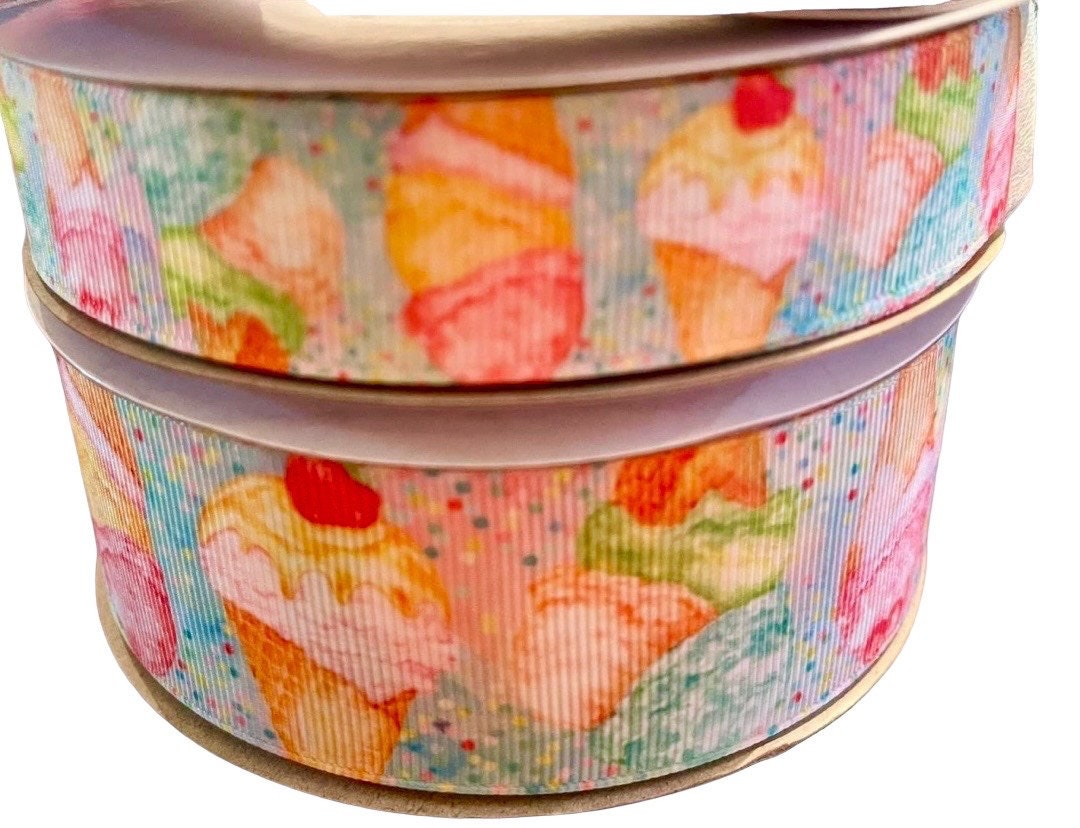 Ice Crunch Ribbon USDR Designer Ribbon, Ice Cream, Ice Cream Cones - 5/8