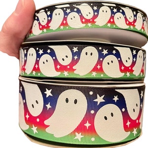 Designer Ribbon, USDR, Ghost glow Ribbon glow in the dark Halloween ribbon size 5/8&quot; 7/8&quot; 1.5&quot;