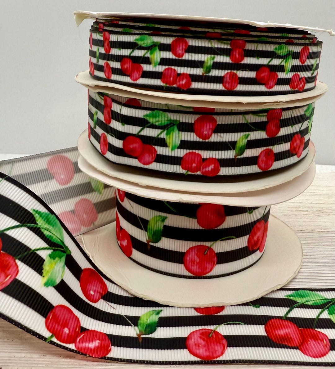 Designer Ribbon, USDR, Cherries Ribbon, 5/8