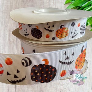 USDR Designer Ribbon, Pumpkins ,Halloween ribbon size  7/8&quot;, 1.5&quot;