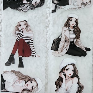 Chicas en París, bucle, cinta adhesiva para mascotas, tinta cristal, 7 cm de ancho / Scrapbooking, tarjetas, Art Journaling, manualidades de papel, Junk Journal