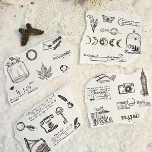 Conjunto fofo de carimbos de madeira e borracha | Scrapbooking • Criação de cartões • Diário de arte • Artesanato em papel • Diário de sucata