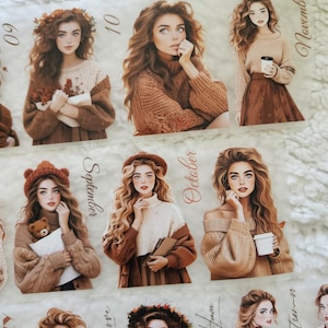Autumn Hygge Girls, Loop, 7 cm de ancho / Scrapbooking, tarjetas, Art Journaling, papel, manualidades, diario basura