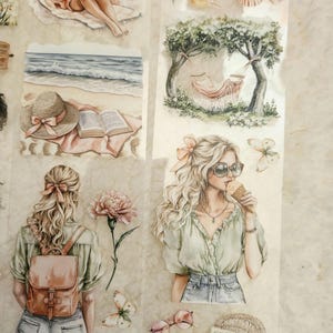 Planos de verano de melocotón, tinta cristal, cinta de PET, 7 cm de ancho / Scrapbooking, tarjetas, Art Journaling, manualidades de papel, diario basura