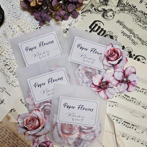 Fleurs en papier, découpes 15 pcs | • Scrapbooking • Fabrication de cartes • Journalisation d'œuvres d'art • Créations papier • Journal de bordel
