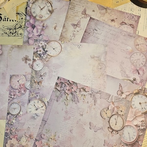 Papier de fond violet intemporel, 16 pcs | Scrapbooking • Fabrication de cartes • Création d'un journal artistique • Créations papier • Journal de bordel