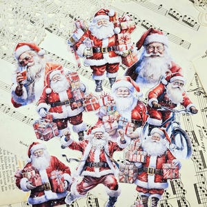 Père Noël, lot de 9 autocollants | • Scrapbooking • Fabrication de cartes • Journalisation d'œuvres d'art • Créations papier • Journal de bordel