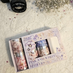 6 rouleaux dans une boîte de rubans adhésifs floraux de 5 cm de large, ruban PET
