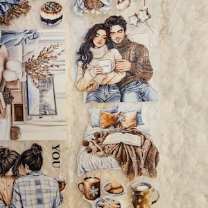 Tarde acogedora, tinta Crystal Ink, cinta PET / Scrapbooking, tarjetas, diario artístico, manualidades con papel, diario basura