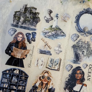 Ocean Academia, CINTA PET, Tinta Crystal, 7 cm / Scrapbooking, Tarjetas, Art Journaling, Bullet Journal, Diario basura