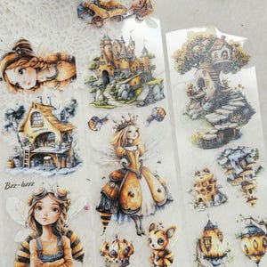 Honey Kingdom, tinta cristal, cinta de PET, 7 cm de ancho / Scrapbooking, tarjetas, Art Journaling, papel, manualidades, diario basura