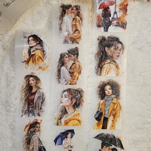 Rainy Days Girls, BOUCLE, ruban adhésif pour animaux de compagnie, encre cristal, 7 cm de large |  Scrapbooking Fabrication de cartes Journal d'art Bullet Journal pour créations artisanales en papier