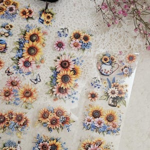 Fleurs ensoleillées, encre cristal, RUBAN RUBAN EN PET, 7 cm de large |  Scrapbooking Fabrication de cartes Journal d'art Journal pour créations artisanales en papier