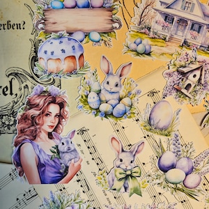 Lot d'autocollants de Pâques lavande | • Scrapbooking • Fabrication de cartes • Journalisation d'œuvres d'art • Créations papier • Journal de bordel