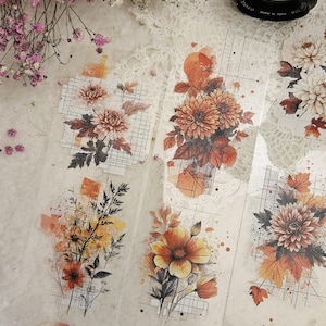 Fondo de otoño, cinta adhesiva PET, tinta Crystal, 7 cm de ancho/ • Scrapbooking • Fabricación de tarjetas • Art Journaling • Manualidades con papel • Junk Journal