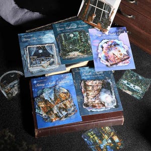 PET-Aufkleber Nachtszenen |  Scrapbooking Kartenherstellung Art Journaling Papier Handwerk Junk Journal