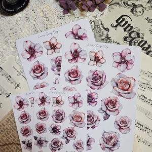 Papierblumen, Sticker Bogen A5 oder A6 | • Scrapbooking • Kartenherstellung • Kunst Journaling • Papiermodelle • Junk Journal