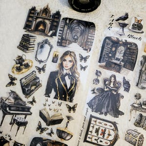Dark Academia, huisdiertape, kristallen inkt, 7 cm breed |  Scrapbooking Kaarten maken Artjournaling Paper Craft Junk Journal