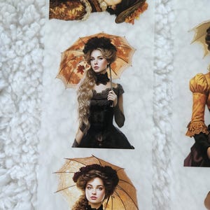 Damas de otoño victorianas, lazo, cinta para mascotas, tinta cristal, 7 cm de ancho / Scrapbooking, tarjetas, diario artístico, manualidades de papel, diario basura