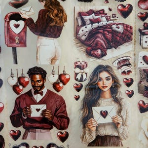 Día romántico, cinta adhesiva PET, tinta cristal, 7 cm / Scrapbooking, tarjetas, Art Journaling, Bullet Journal, Junk Journal