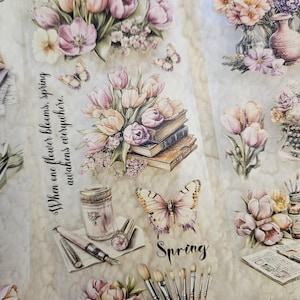 Tulip's Song, inchiostro di cristallo, nastro PET, 7 cm di larghezza / Scrapbooking, creazione di biglietti, diario artistico, artigianato di carta, diario spazzatura
