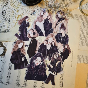 SERIE COREANA: Set di 9 adesivi Music Lover / • Scrapbooking • Creazione di biglietti • Art Journaling • Artigianato di carta • Junk Journal