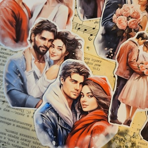 Parejas enamoradas Set de 9 pegatinas / • Scrapbooking • Fabricación de tarjetas • Art Journaling • Manualidades con papel • Junk Journal